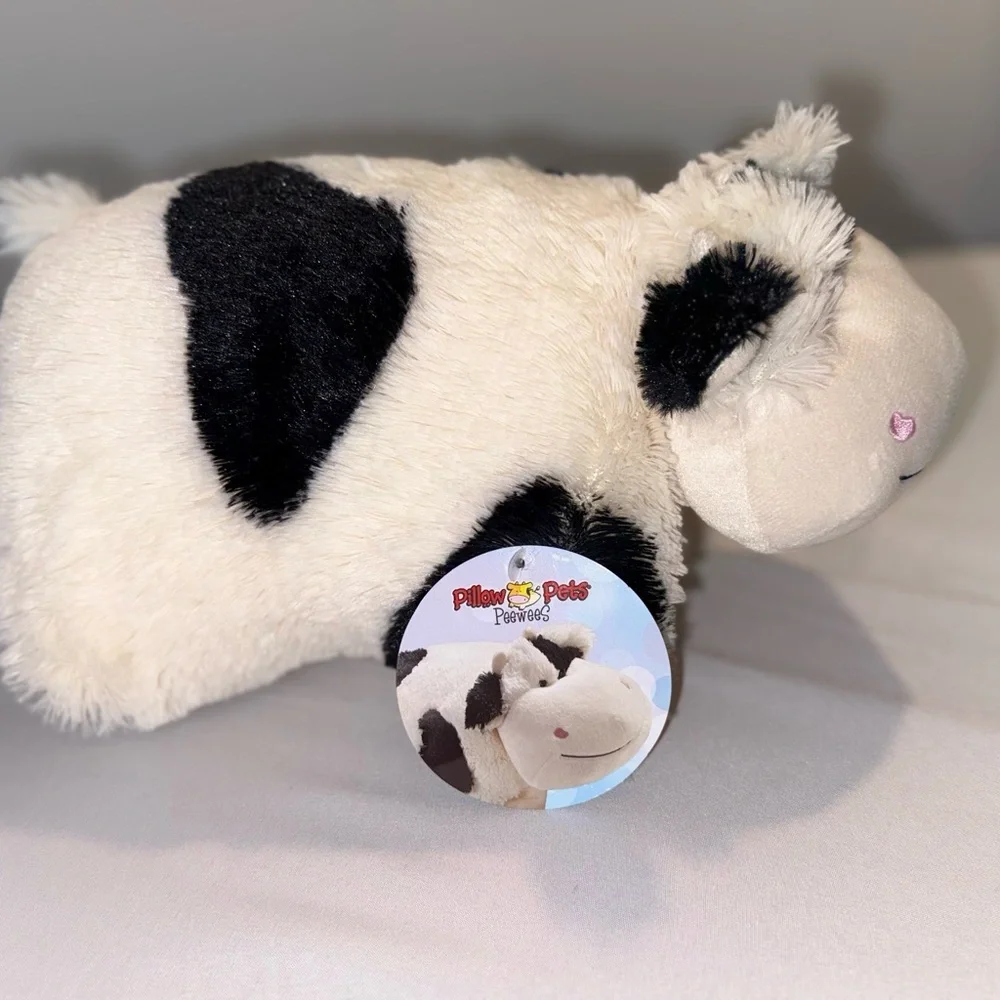 Pillow Pets NWT Plush Cow Pillow Soft Kids Accessory - Black & White